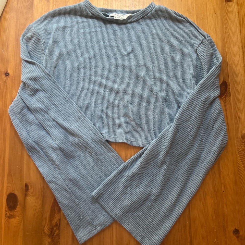 Blue Ribbed Women's Top